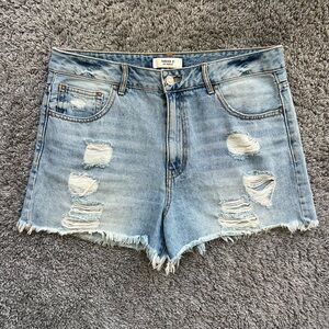 Forever 21 Light Blue Distressed Jean Shorts